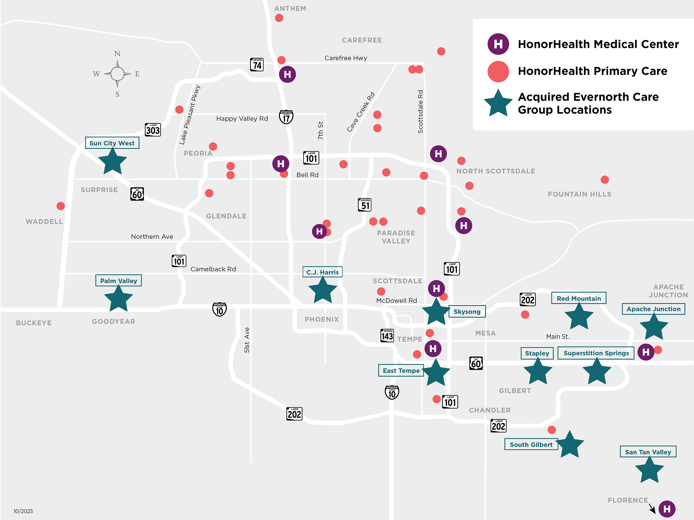 HonorHealth Primary Care and Evernorth care centers in the Valley
