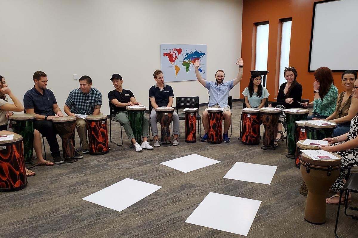 Internal medicine residents retreat - playing drums at the MIM