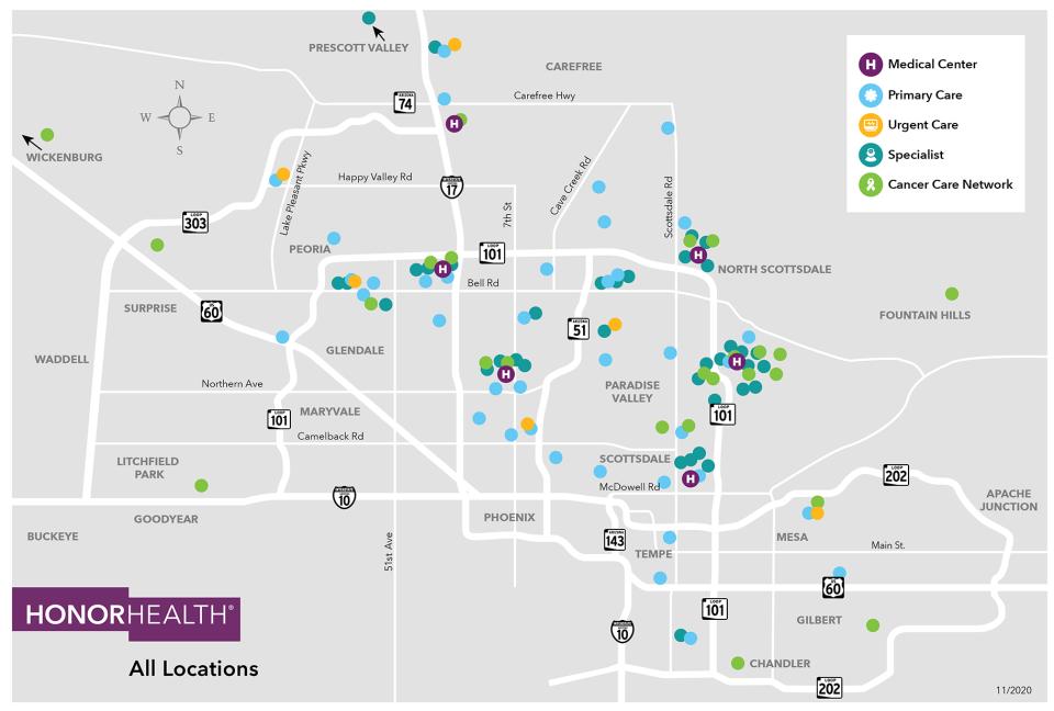 HonorHealth Medical Group - Locations map