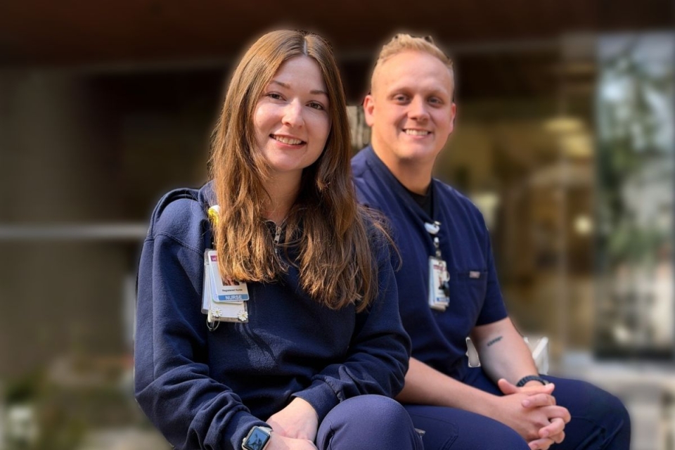 HonorHealth Careers - Nurses, Shae Baker and Cameron Perna, smile for photo.