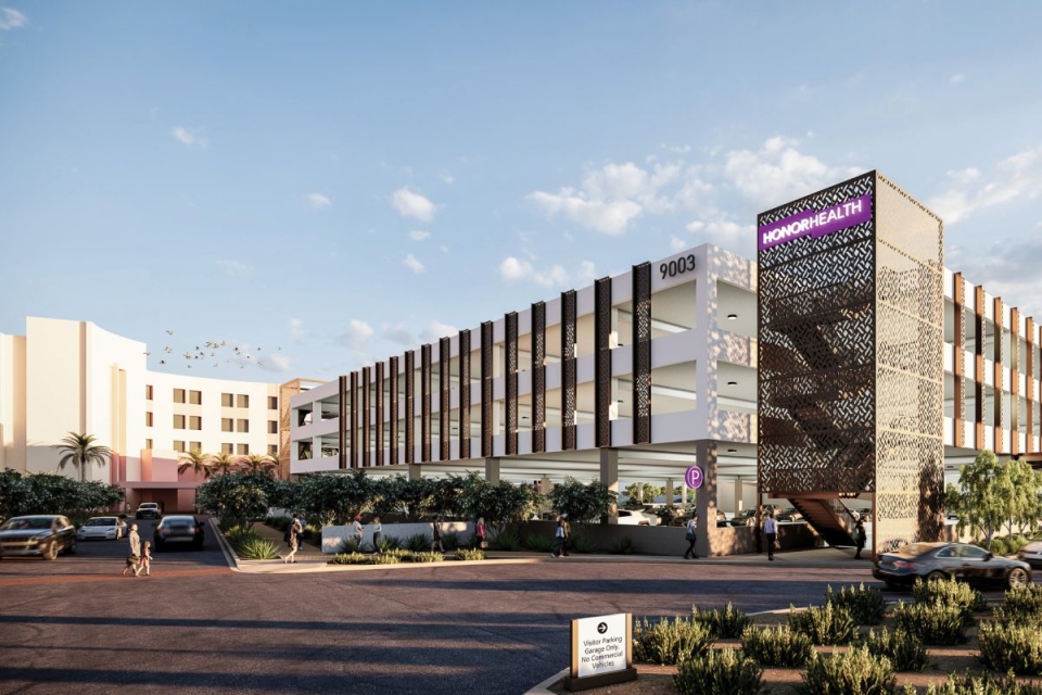 HonorHealth Scottsdale Shea Medical Center - Exterior view of expansion rendering.
