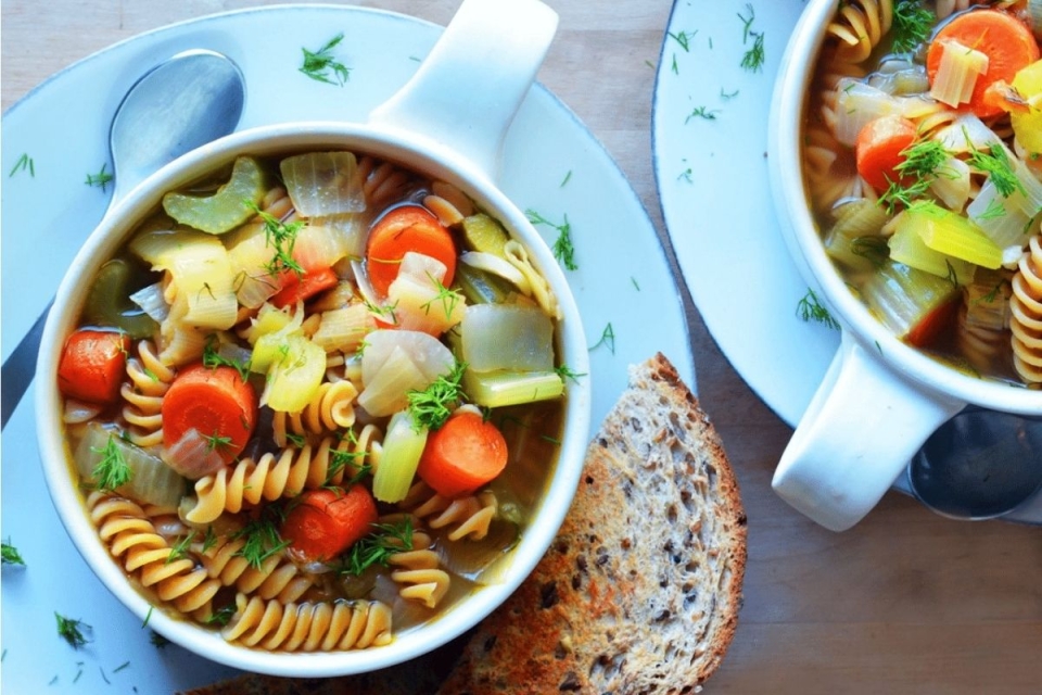 "Feel better" noodle soup Blue Zones recipe from HonorHealth.