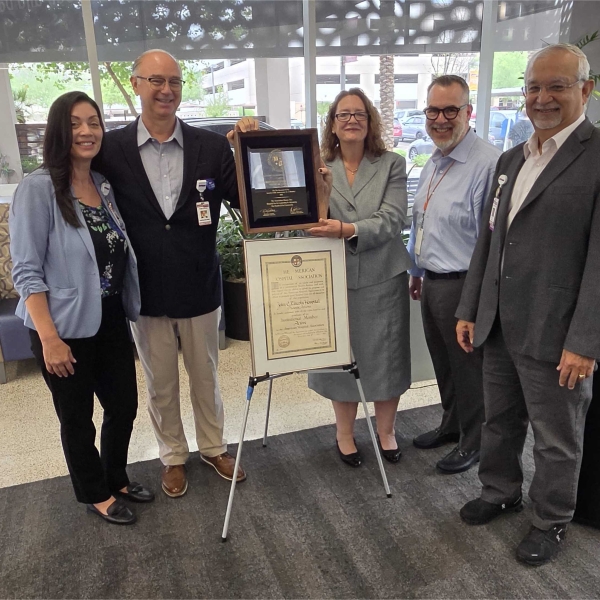 HonorHealth John C. Lincoln Medical Center is presented an award by the American Hospital Association (AHA) for 75 years of advancing healthcare.