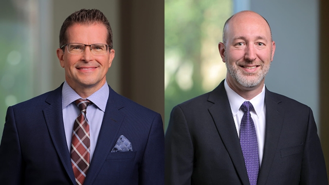 Side-by-side headshots of Brian Sidoti, MD, and John Pope, MD, in professional business attire.